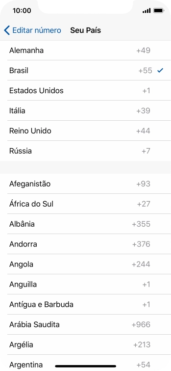 Pressione o país desejado. Pressione o país desejado.
