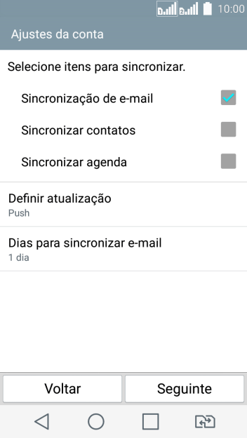 Se a tela mostrar essa imagem, sua conta foi reconhecida e configurada automaticamente. Siga as instruções da tela para inserir mais informações e finalizar a configuração. Se a tela mostrar essa imagem, sua conta foi reconhecida e configurada automaticamente. Siga as instruções da tela para inserir mais informações e finalizar a configuração.