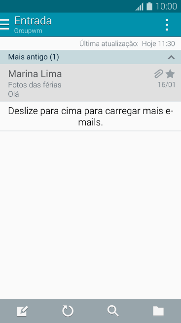 Pressione o ícone de novo e-mail. Pressione o ícone de novo e-mail.