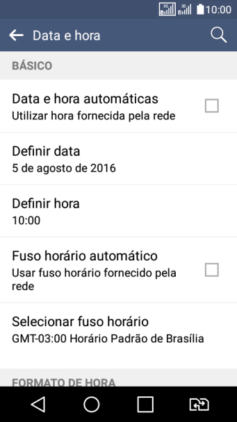 Pressione Data e hora automáticas para ativar a função. Pressione Data e hora automáticas para ativar a função.