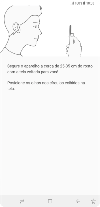 Siga as instruções na tela para configurar o código de bloqueio do celular com o leitor de íris. Siga as instruções na tela para configurar o código de bloqueio do celular com o leitor de íris.