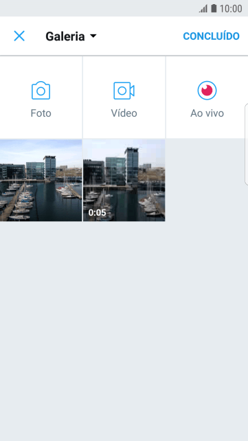 Pressione a foto ou o vídeo desejado. Pressione a foto ou o vídeo desejado.