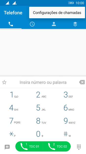Pressione Configurações de chamadas. Pressione Configurações de chamadas.