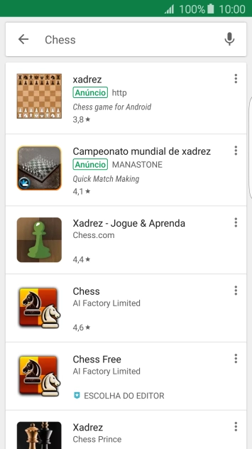 Pressione o app desejado. Pressione o app desejado.
