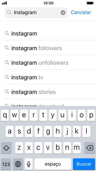 Digite Instagram, e pressione Buscar. Digite Instagram, e pressione Buscar.