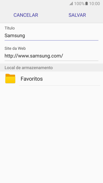 Digite o nome do favorito, e pressione SALVAR. Digite o nome do favorito, e pressione SALVAR.