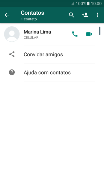 Pressione o ícone de busca, e digite as primeiras letras do nome do contato. Pressione o ícone de busca, e digite as primeiras letras do nome do contato.