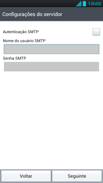 Pressione Autenticação SMTP para ativar a função. Pressione Autenticação SMTP para ativar a função.