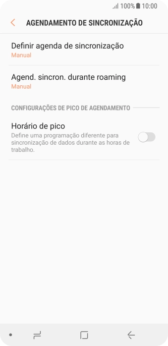 Pressione Definir agenda de sincronização. Pressione Definir agenda de sincronização.