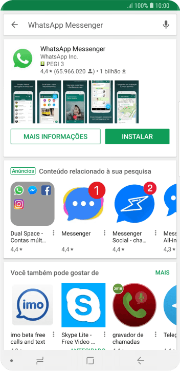 Pressione WhatsApp Messenger. Pressione WhatsApp Messenger.