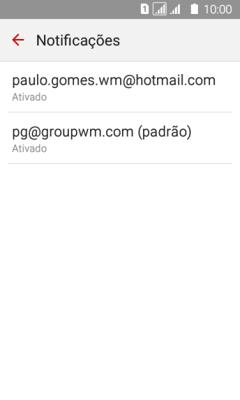 Pressione a conta de e-mail desejada. Pressione a conta de e-mail desejada.
