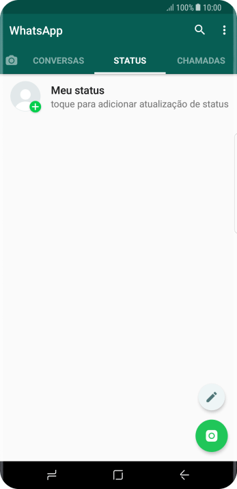 Pressione o ícone de novo status. Pressione o ícone de novo status.