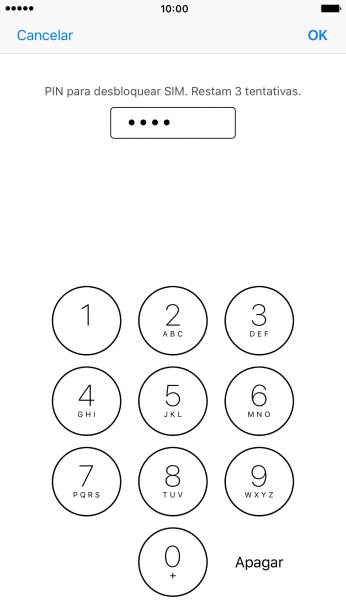 Digite um código PIN de quatro cifras e pressione OK. O código PIN padrão é 1010. Digite um código PIN de quatro cifras e pressione OK. O código PIN padrão é 1010.
