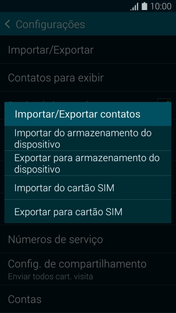 Pressione Importar do cartão SIM. Pressione Importar do cartão SIM.