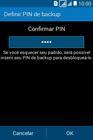 Digite o código PIN novamente e pressione OK. Digite o código PIN novamente e pressione OK.