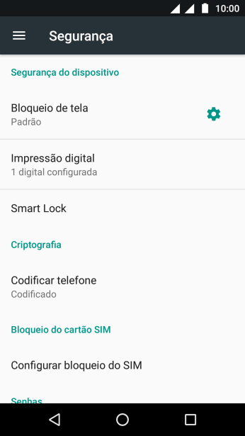 Pressione Bloqueio de tela, e digite o código de bloqueio atual. Pressione Bloqueio de tela, e digite o código de bloqueio atual.