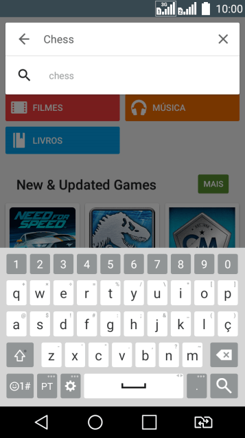 Insira o nome ou assunto do app desejado, e pressione o ícone de busca. Insira o nome ou assunto do app desejado, e pressione o ícone de busca.
