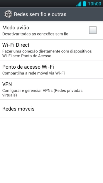 Pressione Redes móveis. Pressione Redes móveis.