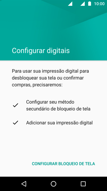 Pressione CONFIGURAR BLOQUEIO DE TELA. Pressione CONFIGURAR BLOQUEIO DE TELA.