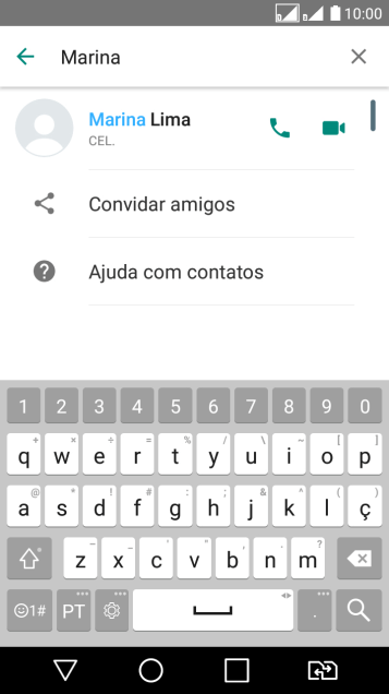 Pressione o ícone de chamada de voz para realizar uma chamada de voz para o contato. Pressione o ícone de chamada de voz para realizar uma chamada de voz para o contato.