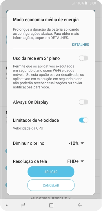 Pressione APLICAR para ativar a função. Pressione APLICAR para ativar a função.
