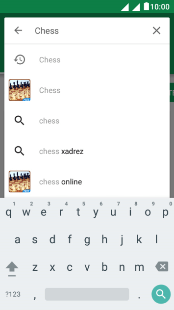 Insira o nome ou assunto do app desejado, e pressione o ícone de busca. Insira o nome ou assunto do app desejado, e pressione o ícone de busca.