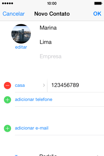 Pressione o campo ao lado do número de telefone. Pressione o campo ao lado do número de telefone.