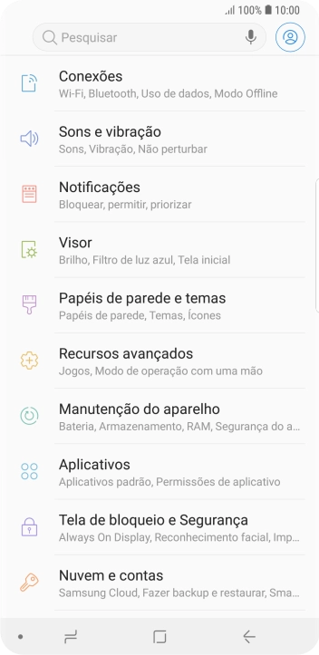 Pressione Tela de bloqueio e Segurança. Pressione Tela de bloqueio e Segurança.