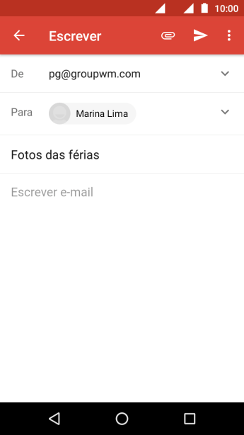 Pressioneo campo de escrever, e escreva o texto do seu e-mail. Pressioneo campo de escrever, e escreva o texto do seu e-mail.