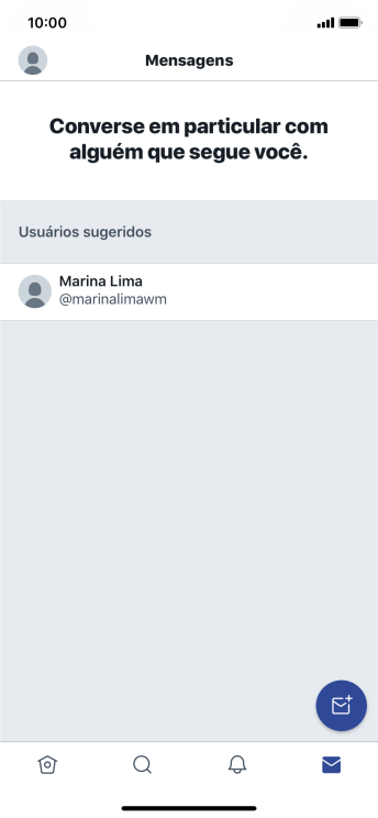 Pressione o ícone de nova mensagem. Pressione o ícone de nova mensagem.