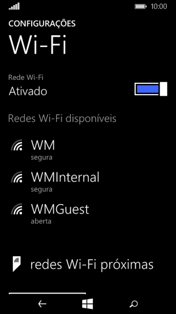 Pressione a rede Wi-Fi desejada. Pressione a rede Wi-Fi desejada.