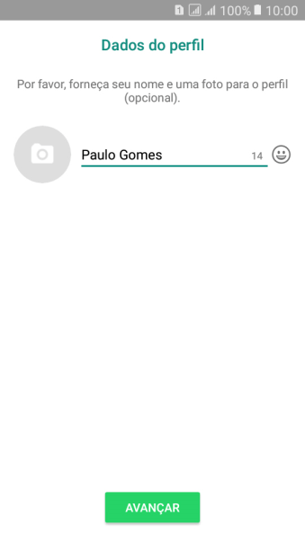 Digite o nome do usuário, e pressione AVANÇAR. Digite o nome do usuário, e pressione AVANÇAR.