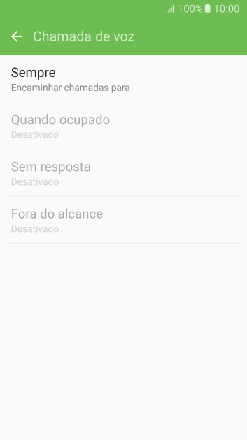 Pressione o tipo de encaminhamento desejado. Pressione o tipo de encaminhamento desejado.