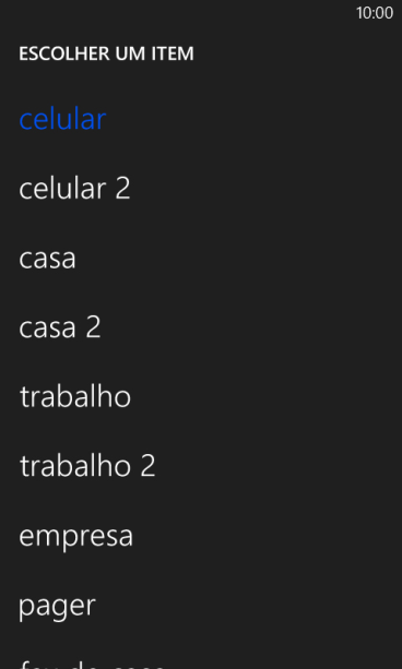 Pressione o tipo de número desejado. Pressione o tipo de número desejado.