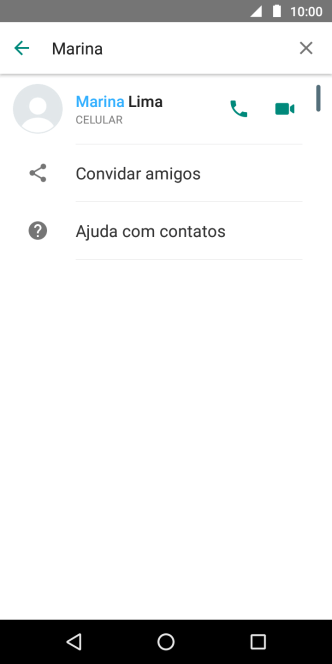 Pressione o ícone de chamada de voz para realizar uma chamada de voz para o contato. Pressione o ícone de chamada de voz para realizar uma chamada de voz para o contato.