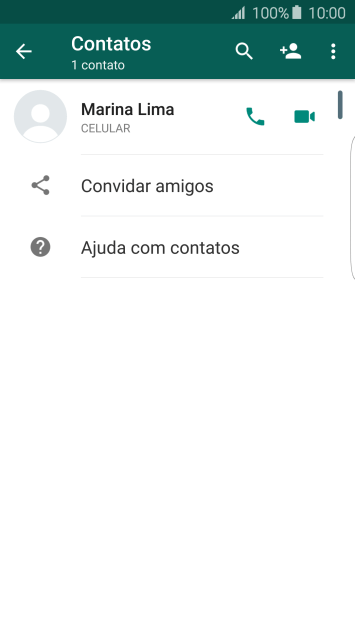 Pressione o ícone de busca, e digite as primeiras letras do nome do contato. Pressione o ícone de busca, e digite as primeiras letras do nome do contato.