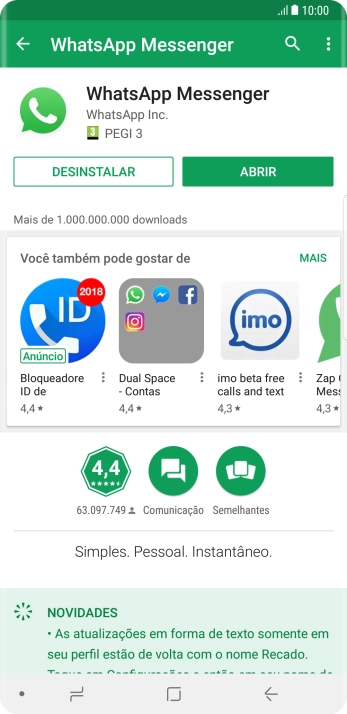 Pressione a tecla de início para finalizar e voltar à tela inicial. Pressione a tecla de início para finalizar e voltar à tela inicial.