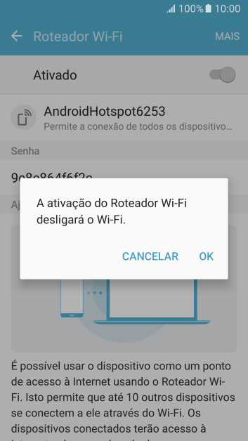 Se o Wi-Fi estiver ativado você deve pressionar OK. Se o Wi-Fi estiver ativado você deve pressionar OK.