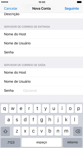 Pressione Senha e digite a senha da sua conta e-mail. Pressione Senha e digite a senha da sua conta e-mail.