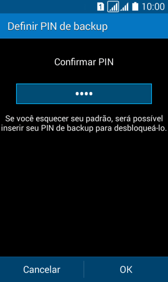 Digite o código PIN novamente e pressione OK. Digite o código PIN novamente e pressione OK.