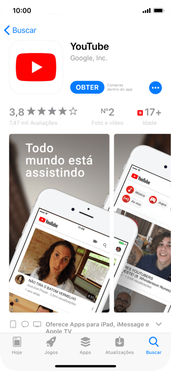 Pressione OBTER, e siga as indicações da tela para instalar o app. Pressione OBTER, e siga as indicações da tela para instalar o app.