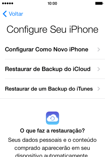Pressione Restaurar de Backup do iCloud. Pressione Restaurar de Backup do iCloud.