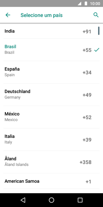 Pressione o país desejado. Pressione o país desejado.