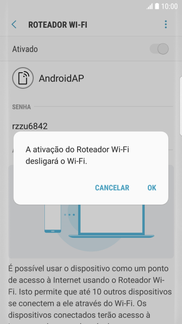 Se o Wi-Fi estiver ativado você deve pressionar OK. Se o Wi-Fi estiver ativado você deve pressionar OK.
