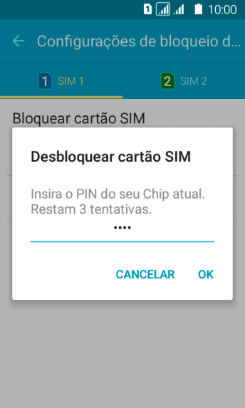 Digite um código PIN de quatro cifras e pressione OK. O código PIN padrão é 1010. Digite um código PIN de quatro cifras e pressione OK. O código PIN padrão é 1010.