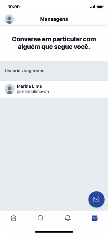 Pressione o ícone de nova mensagem. Pressione o ícone de nova mensagem.