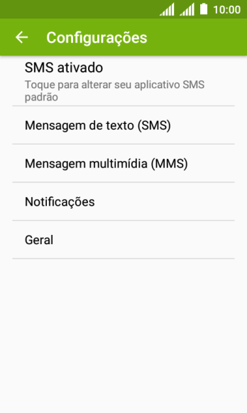 Pressione Mensagem de texto (SMS). Pressione Mensagem de texto (SMS).
