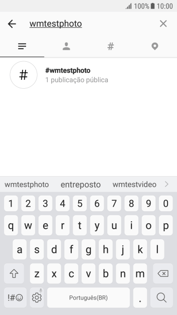 Pressione o hashtag desejado, e navegue até o post desejado. Pressione o hashtag desejado, e navegue até o post desejado.