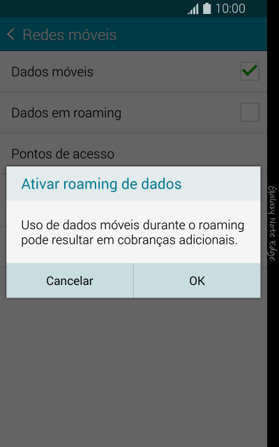 Se você quiser ativar o roaming de dados, deve pressionar OK. Se você quiser ativar o roaming de dados, deve pressionar OK.