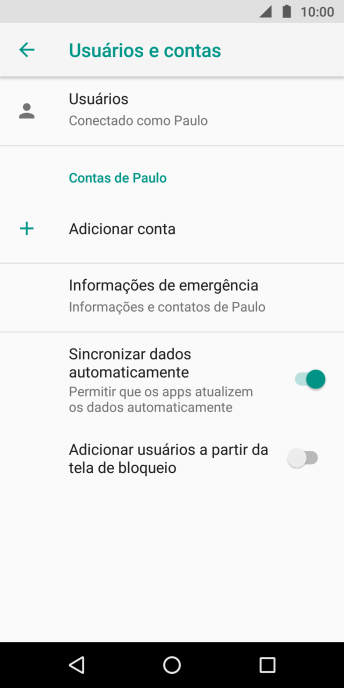 Pressione Adicionar conta. Pressione Adicionar conta.